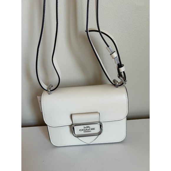 Coach Morgan Crossbody Bag Chalk White Leather Buckle Flap CA210
